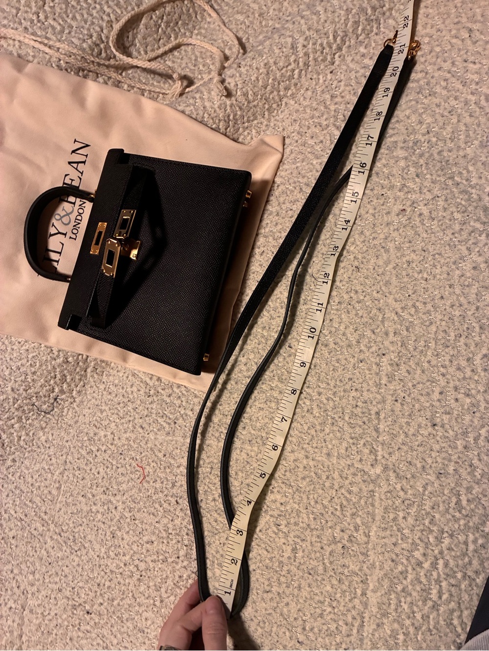 Lily & Bean Black Mini Top-Handle Crossbody Bag, black with gold hardware - Picture 8 of 16